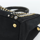 PRADA Bijoux Canapa PM Hand Bag Canvas Black Gold Auth 190827-9