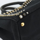 PRADA Bijoux Canapa PM Hand Bag Canvas Black Gold Auth 190827-14