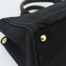 PRADA Bijoux Canapa PM Hand Bag Canvas Black Gold Auth 190827-16