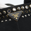 PRADA Bijoux Canapa PM Hand Bag Canvas Black Gold Auth 190827-17