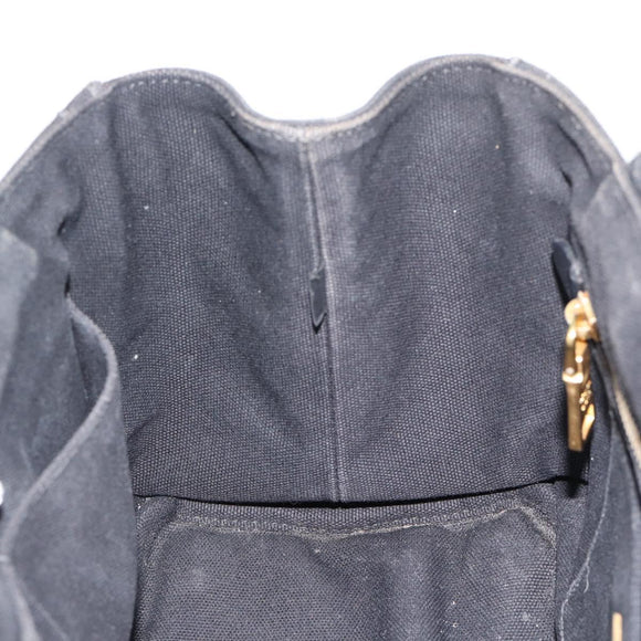 PRADA Bijoux Canapa PM Hand Bag Canvas Black Gold Auth 190827