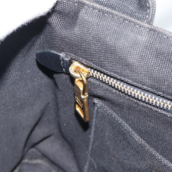 PRADA Bijoux Canapa PM Hand Bag Canvas Black Gold Auth 190827