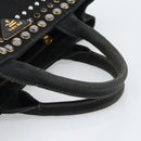 PRADA Bijoux Canapa PM Hand Bag Canvas Black Gold Auth 190827-7