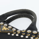PRADA Bijoux Canapa PM Hand Bag Canvas Black Gold Auth 190827-8