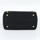 PRADA Bijoux Canapa PM Hand Bag Canvas Black Gold Auth 190827-5