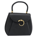 CARTIER PANTHERE Hand Bag Leather Black Gold Auth 190829-1