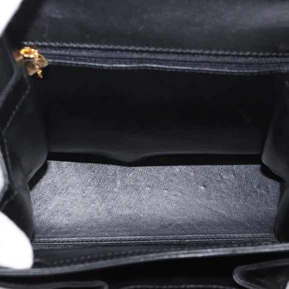 CARTIER PANTHERE Hand Bag Leather Black Gold Auth 190829