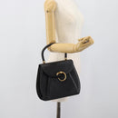 CARTIER PANTHERE Hand Bag Leather Black Gold Auth 190829-21