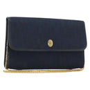 Christian Dior Trotter Canvas Shoulder Bag Navy Gold Auth 190830A-1