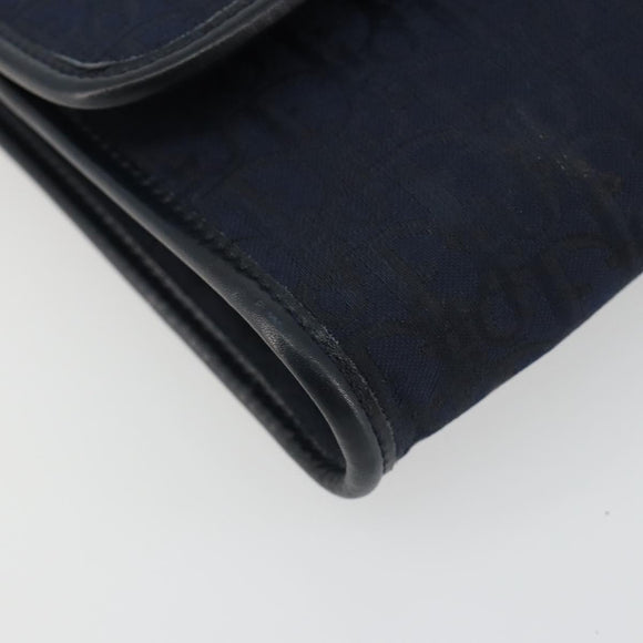 Christian Dior Trotter Canvas Shoulder Bag Navy Gold Auth 190830A