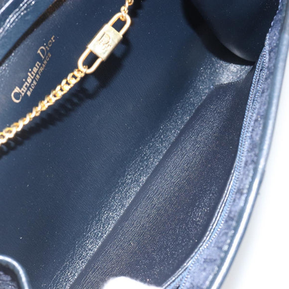 Christian Dior Trotter Canvas Shoulder Bag Navy Gold Auth 190830A