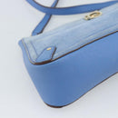 Salvatore Ferragamo Gancini Shoulder Bag Suede Blue Gold Auth 190833-14
