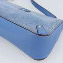 Salvatore Ferragamo Gancini Shoulder Bag Suede Blue Gold Auth 190833-15