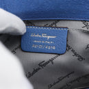 Salvatore Ferragamo Gancini Shoulder Bag Suede Blue Gold Auth 190833-12