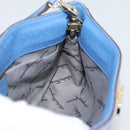 Salvatore Ferragamo Gancini Shoulder Bag Suede Blue Gold Auth 190833-18