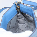 Salvatore Ferragamo Gancini Shoulder Bag Suede Blue Gold Auth 190833-19