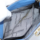 Salvatore Ferragamo Gancini Shoulder Bag Suede Blue Gold Auth 190833-11
