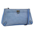 Salvatore Ferragamo Gancini Shoulder Bag Suede Blue Gold Auth 190833-1
