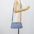Salvatore Ferragamo Gancini Shoulder Bag Suede Blue Gold Auth 190833-20