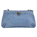 Salvatore Ferragamo Gancini Shoulder Bag Suede Blue Gold Auth 190833-13