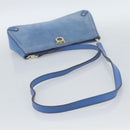 Salvatore Ferragamo Gancini Shoulder Bag Suede Blue Gold Auth 190833-7