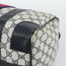 GUCCI GG Supreme Sherry Line Boston Bag Navy Gold Auth 190835-8