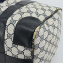 GUCCI GG Supreme Sherry Line Boston Bag Navy Gold Auth 190835-16