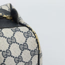 GUCCI GG Supreme Sherry Line Boston Bag Navy Gold Auth 190835-9