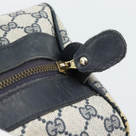 GUCCI GG Supreme Sherry Line Boston Bag Navy Gold Auth 190835