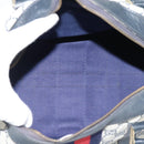 GUCCI GG Supreme Sherry Line Boston Bag Navy Gold Auth 190835-11