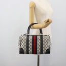 GUCCI GG Supreme Sherry Line Boston Bag Navy Gold Auth 190835-20