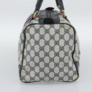 GUCCI GG Supreme Sherry Line Boston Bag Navy Gold Auth 190835-4
