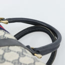 GUCCI GG Supreme Sherry Line Boston Bag Navy Gold Auth 190835-14