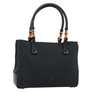 GUCCI GG Canvas Bamboo Hand Bag Black 112526 Auth 190836A-1