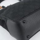 GUCCI GG Canvas Bamboo Hand Bag Black 112526 Auth 190836A-12