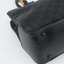 GUCCI GG Canvas Bamboo Hand Bag Black 112526 Auth 190836A-14