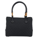 GUCCI GG Canvas Bamboo Hand Bag Black 112526 Auth 190836A-2