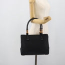 GUCCI GG Canvas Bamboo Hand Bag Black 112526 Auth 190836A-25