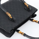GUCCI GG Canvas Bamboo Hand Bag Black 112526 Auth 190836A-6