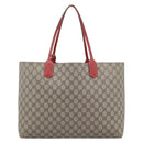 GUCCI GG Supreme Tote Bag PVC Leather Reversible Red Beige Auth 190841-2