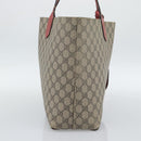GUCCI GG Supreme Tote Bag PVC Leather Reversible Red Beige Auth 190841-3