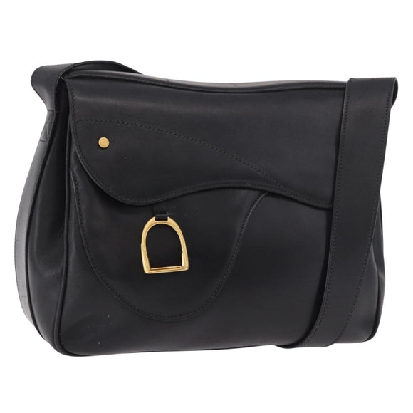 GUCCI Shoulder Bag Leather Black Gold 001 58 1563 Auth 190847
