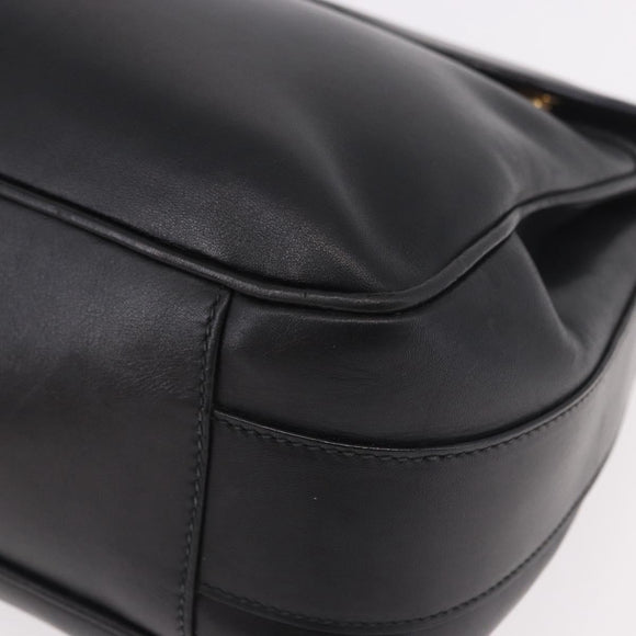 GUCCI Shoulder Bag Leather Black Gold 001 58 1563 Auth 190847
