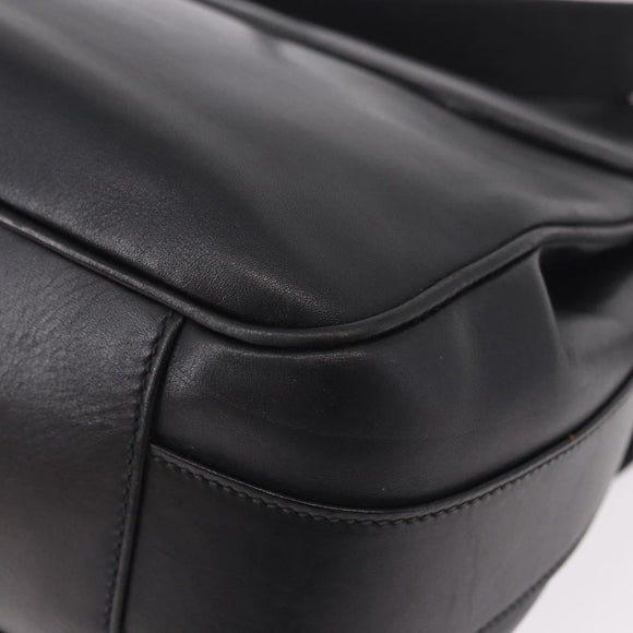 GUCCI Shoulder Bag Leather Black Gold 001 58 1563 Auth 190847