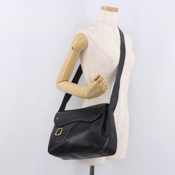 GUCCI Shoulder Bag Leather Black Gold 001 58 1563 Auth 190847