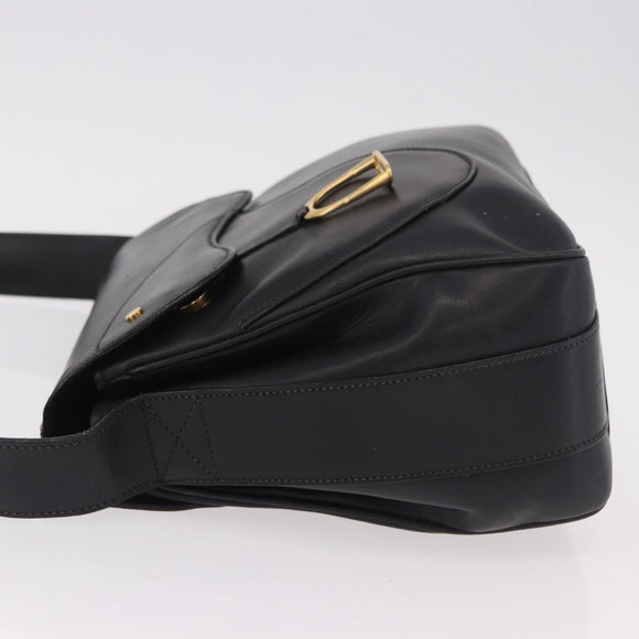 GUCCI Shoulder Bag Leather Black Gold 001 58 1563 Auth 190847