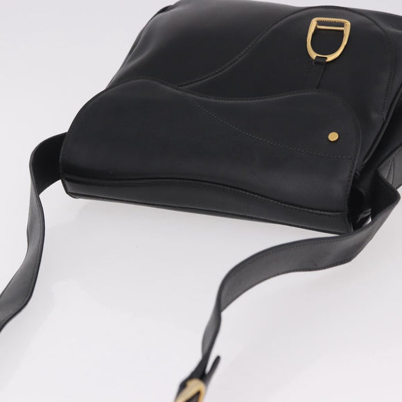 GUCCI Shoulder Bag Leather Black Gold 001 58 1563 Auth 190847