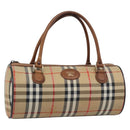 Burberrys Nova Check Hand Bag Canvas Beige Gold Auth 190848A-1