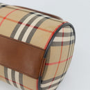 Burberrys Nova Check Hand Bag Canvas Beige Gold Auth 190848A-10