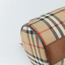 Burberrys Nova Check Hand Bag Canvas Beige Gold Auth 190848A-11